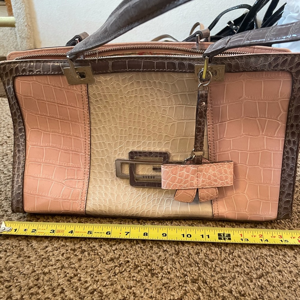 Light pink with cream and gray guess bag